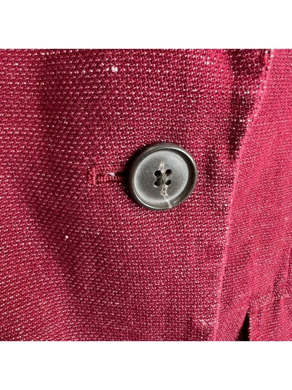 Lucky Brand burgundy linen blend 2 button roll sleeve unlined blazer jacket S - Picture 10 of 14